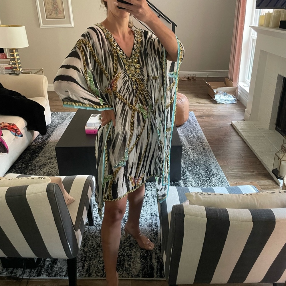 Yuka Beach Roberto Cavalli Style Embellished Coverup Top - Picture 2 of 3